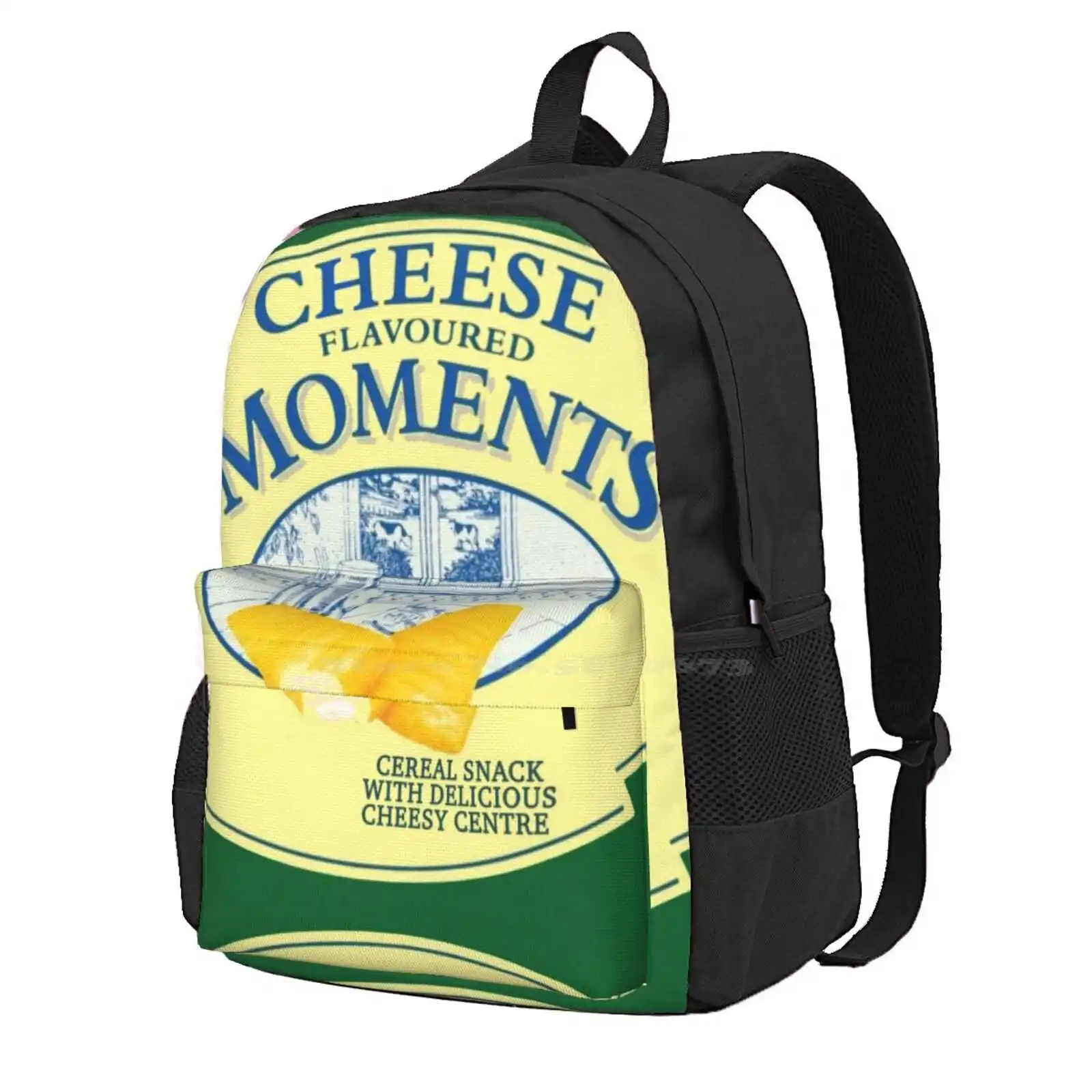 Cheese Moments Hot Sale Schoolbag Backpack Fashion Bags Snack Food Crisps Chips Pub Retro 80S 90S Eighties Nineties Funny