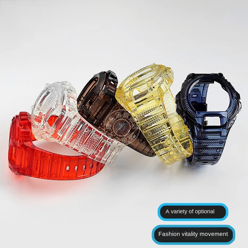 DW-6900 Mod kit for Casio DW6900 G-Shock DW-6900 strap and case Transparent TPU Silicone Bezel set watch Band Men Accessories
