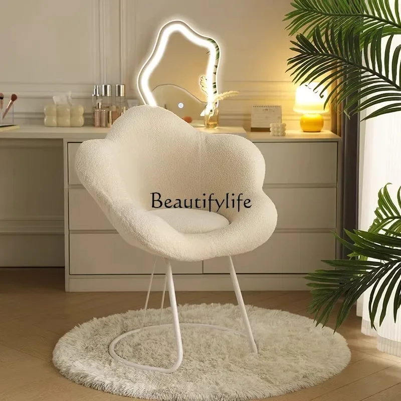 Cream Style Makeup Chair Bedroom Dressing Table Stool Light Luxury Makeup Stool Backrest Petal Chair