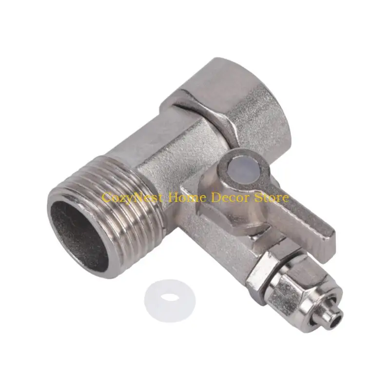 92MF Metal 3 Way Faucet Branch Fitting Threaded Split Piece with Turn Handle for Water Filter Hookup and Home Plumbing