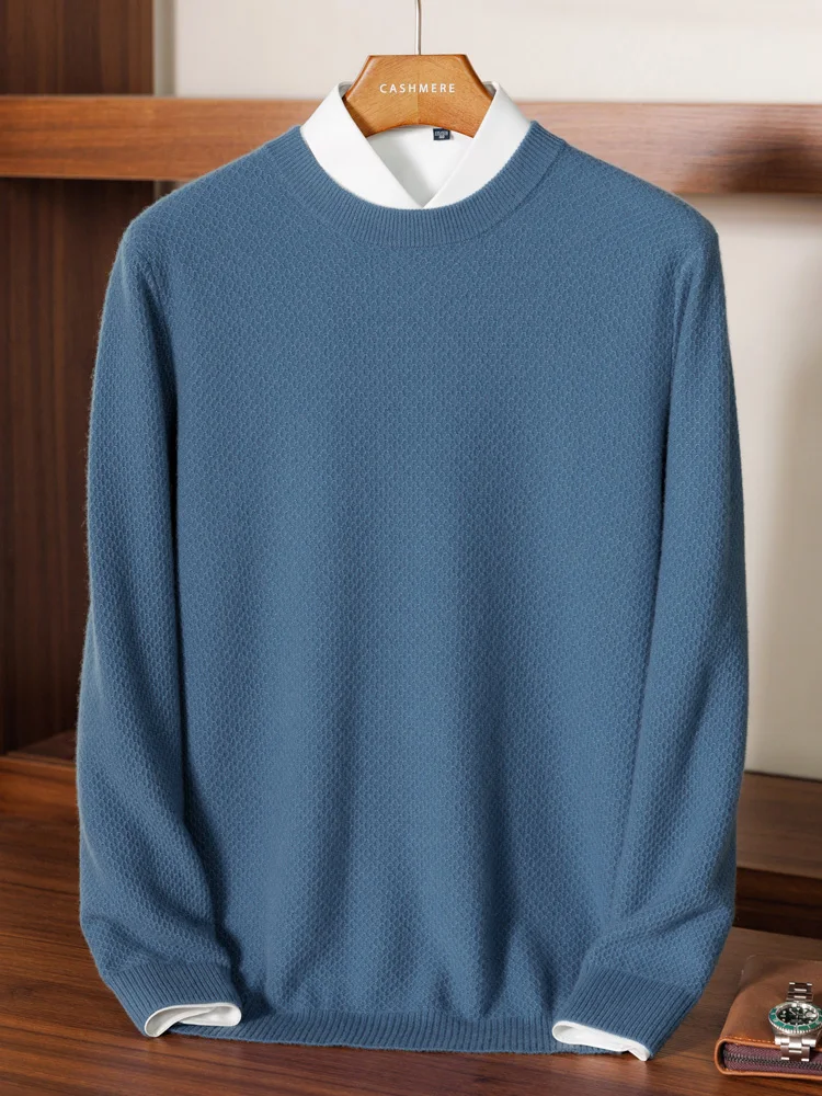 

Autumn Winter Men's 100% Cashmere Sweater O-neck Long Sleeve Pullover Thick Soft Warm Cashmere Knitwear Smart Casual Clothing