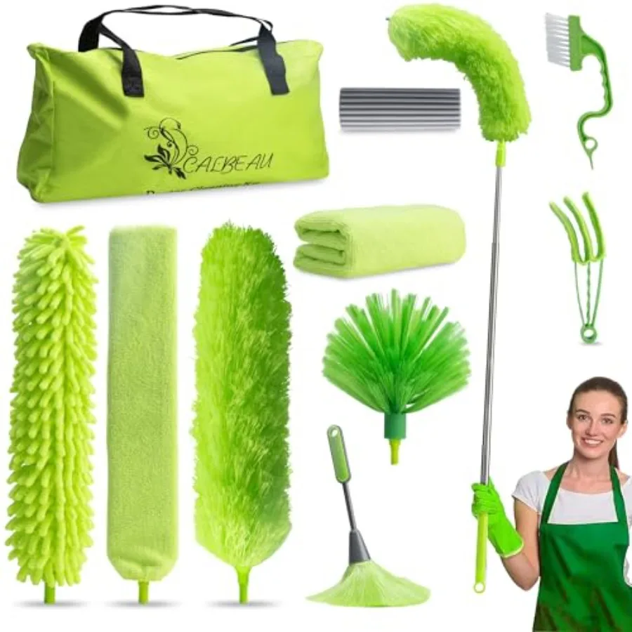 

Microfiber Duster with Extension Pole 30 to 100'', Bendable Reusable Washable Feather Dusters for Cleaning High Ceiling Fan, Co