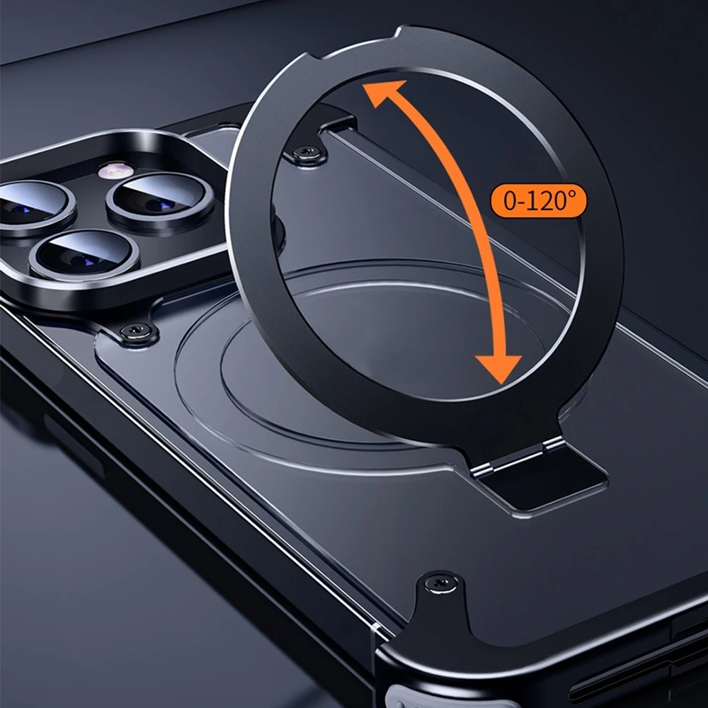 에어백 보호 마그네틱 거치대 휴대폰 케이스, 낙하 방지 지지대, 무선 충전, 아이폰 15, 14 프로 맥스