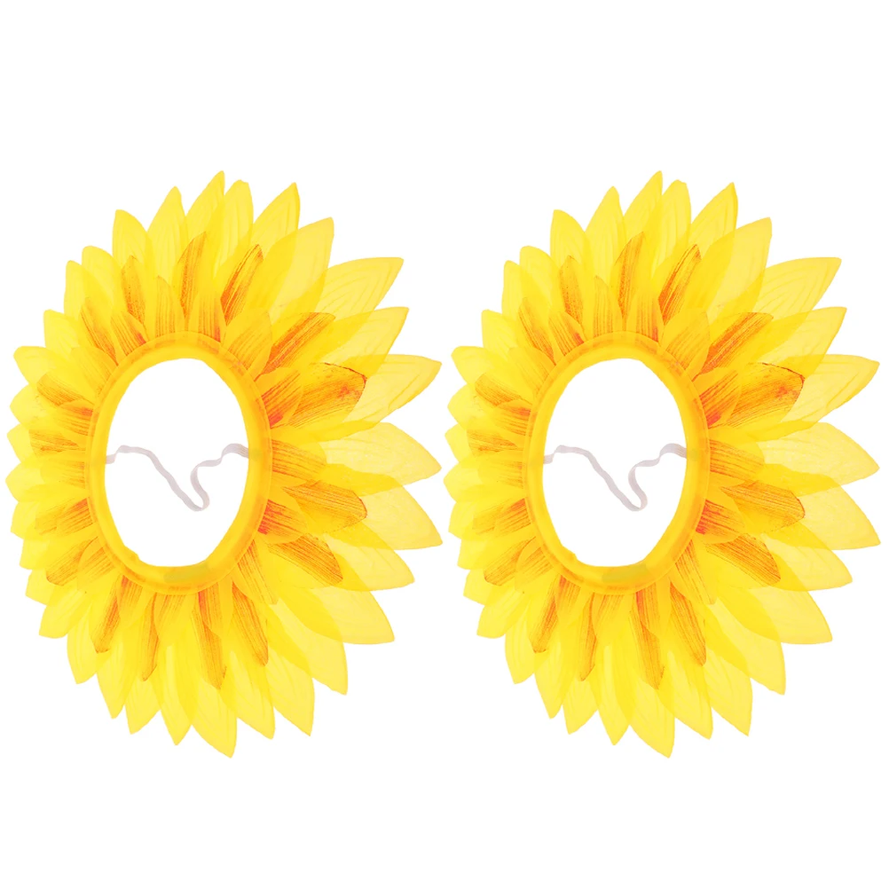 

2Pcs Sunflower Headgear Silk Cloth Funny Cap for Baby 30th Party Hats Carnival Costume Lightweight Comfortable Safe Gentle