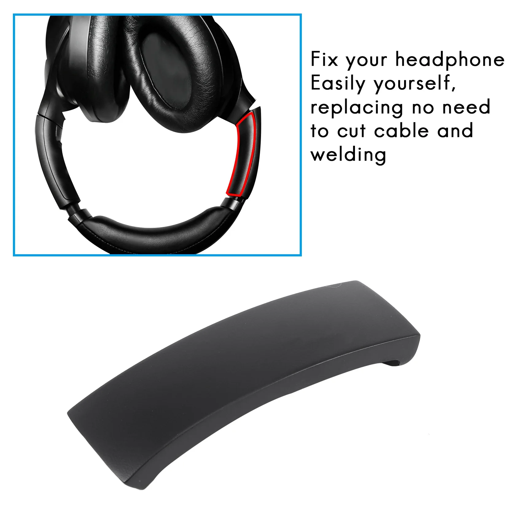 Pengganti ikat kepala untuk Sony WH-1000XM3 XM3 headphone Over-Ear penghilang kebisingan nirkabel hitam