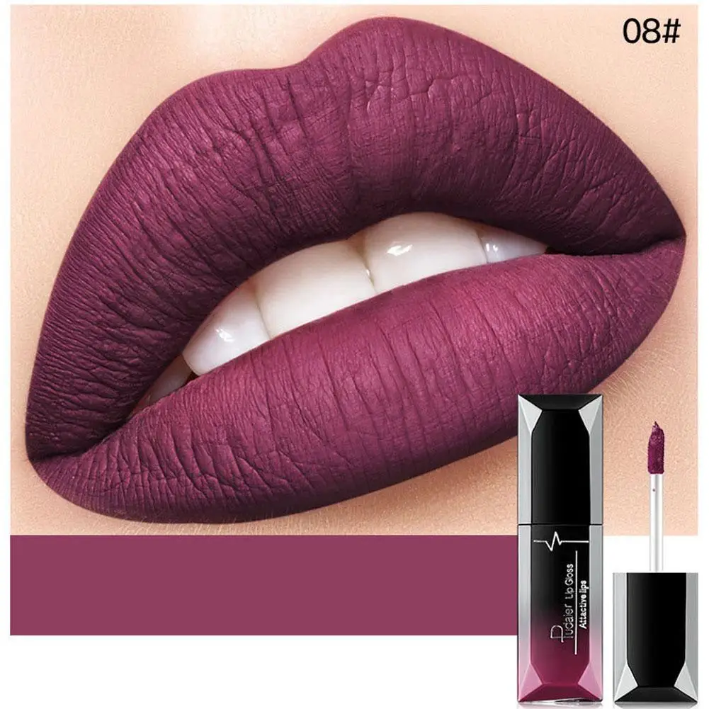 Matte feuchtigkeit spendende flüssige Lippenstift Frauen Lippen Make-up lange seidig dauerhafte sexy Farben Textur Lip gloss mehrfarbige Creme Lippe 21 u6l8