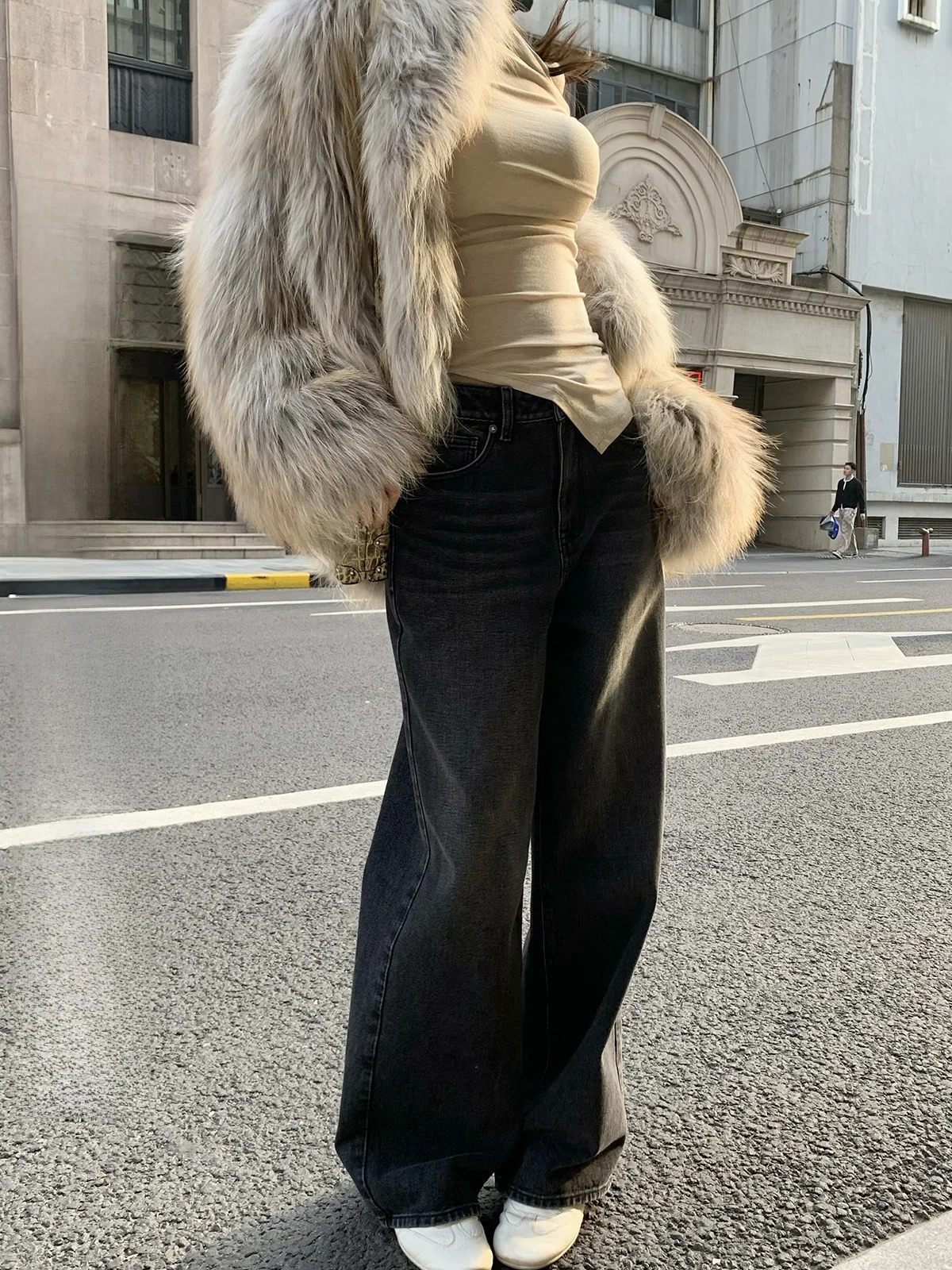 

FBB Limit, осенне-зимние новые широкие джинсы с тяжелой талией, женские универсальные модные уличные длинные брюки, повседневные длинные брюки