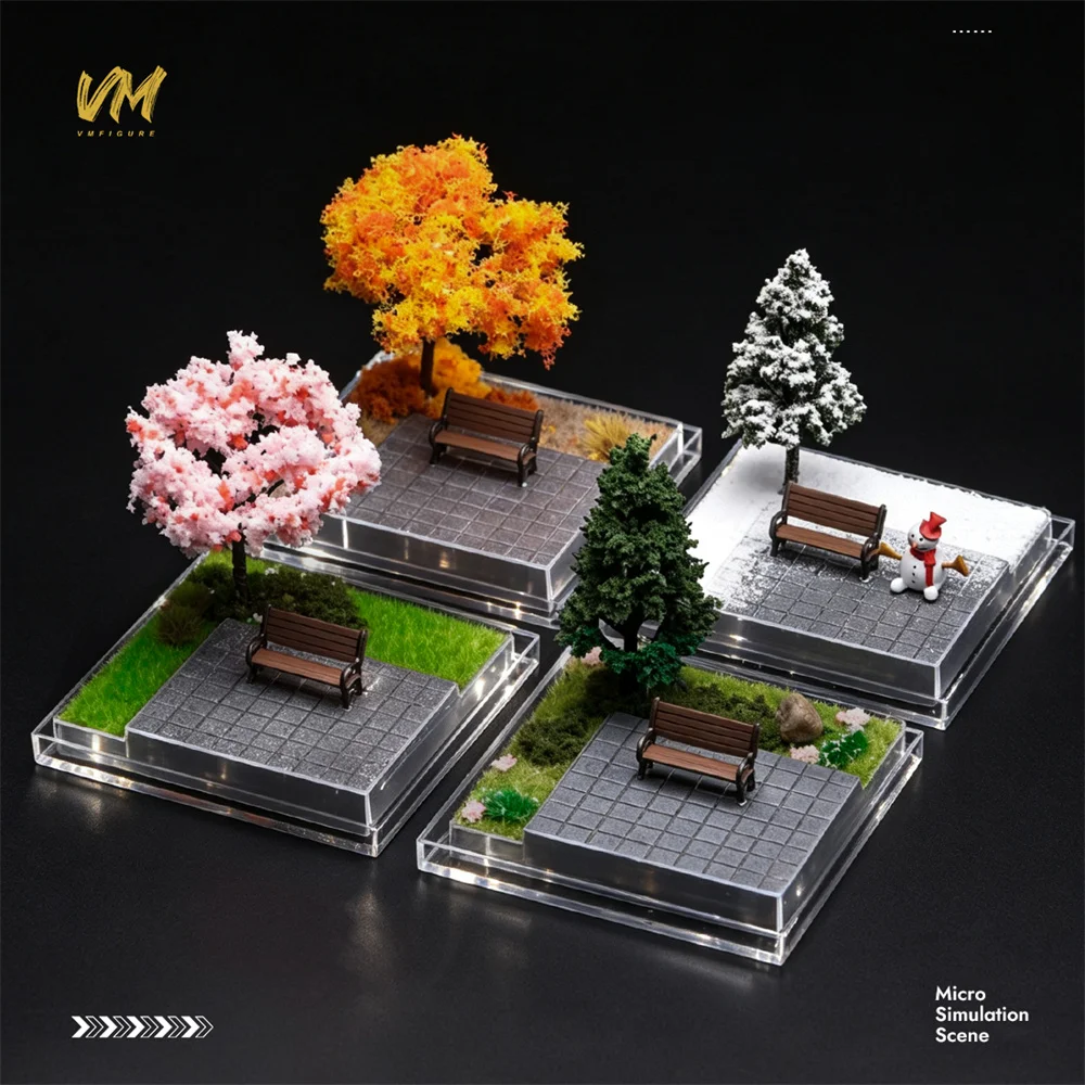 1:64 Cherry Blossom Autumn Scene Car Model Acrylic Display Box Home Decor Stand Miniature Ornament Shooting Scene CollectionGift