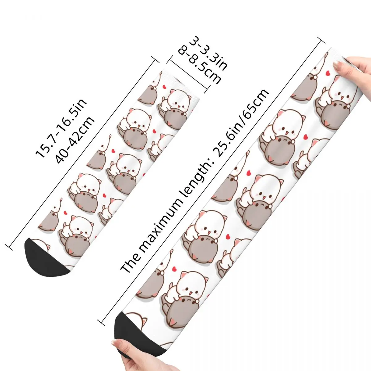 Winter Warm Cool Unisex Peach And Goma Mochi Cat Lover Socks Breathable Skateboard Socks