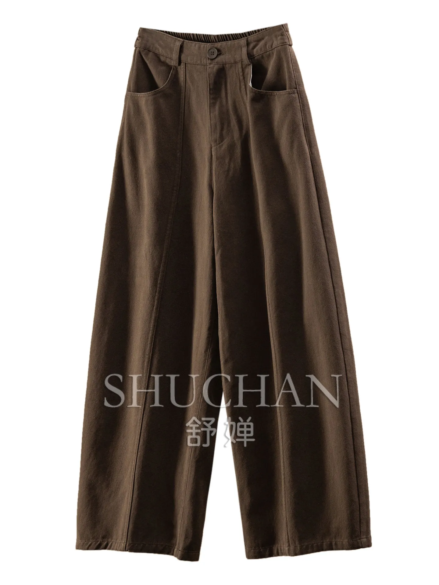 Plain and Simple Rhyme, Hidden Leg-type Cabinet High Waist 100% Cotton Floor-mopping Sickle Pants Women's F310