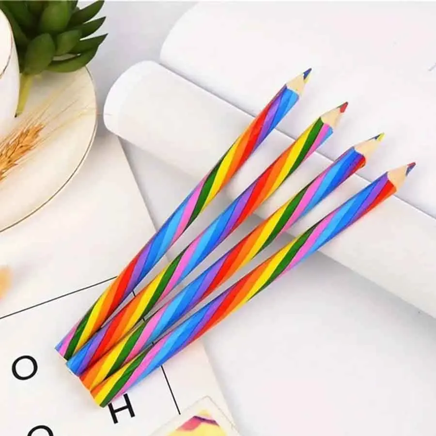 学生の絵画のためのかわいいレインボーペンシル、落書き絵画ギフト、アートスクール用品、バッグあたり4色、ロット