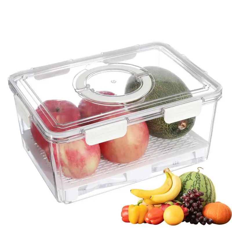 

Food Storage Containers Transparent Draining Storage Box Portable Food Containers with Handle Household Food Boxes for Kitchen