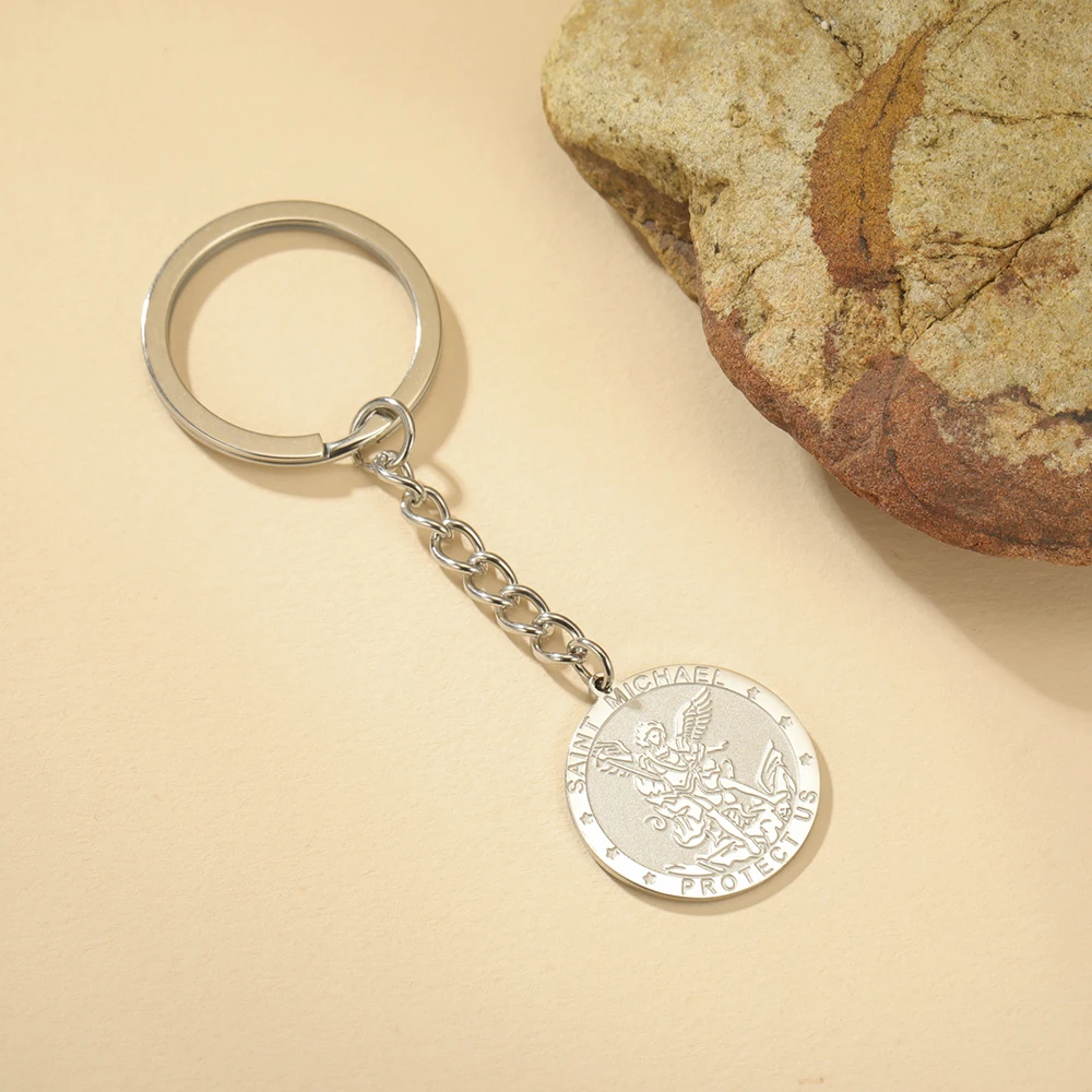 Dawapara Saint Michael Schlüsselanhänger Hexenknoten Doppelschutz Beten für uns Erzengel Religiöser Schmuck Edelstahl Schlüsselanhänger – Detail 15