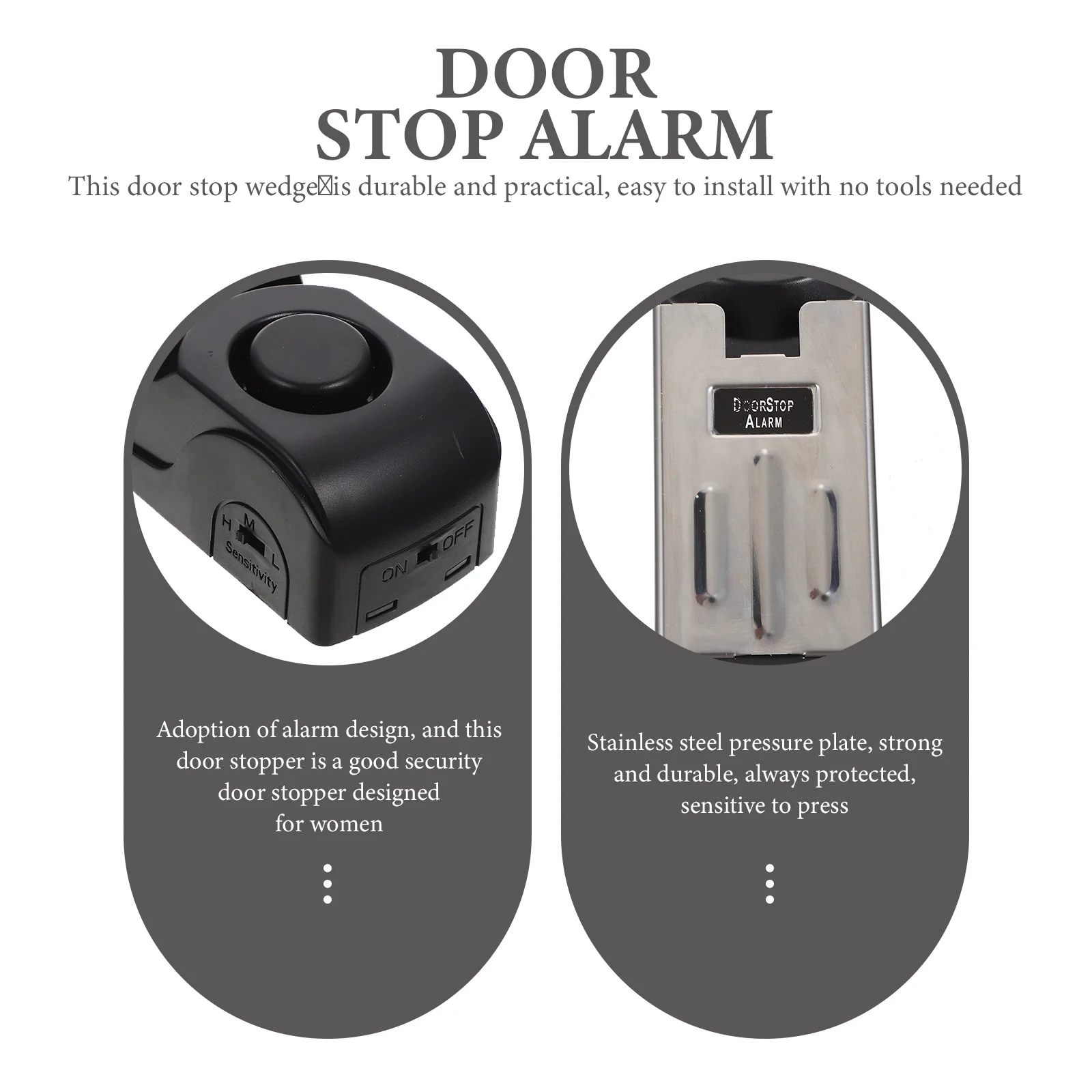 

Door Stop Alarm Portable Press Type Door Stopper Anti-Theft Security Alarm for Household Safety Protection