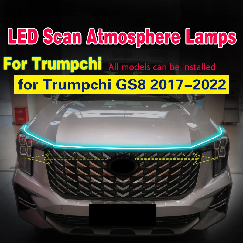 Scan Starting LED Car Hood Light Daytime Running Lights For Trumpchi GS8 2017-2022 Decorative Atmosphere Lamps Ambient Lights