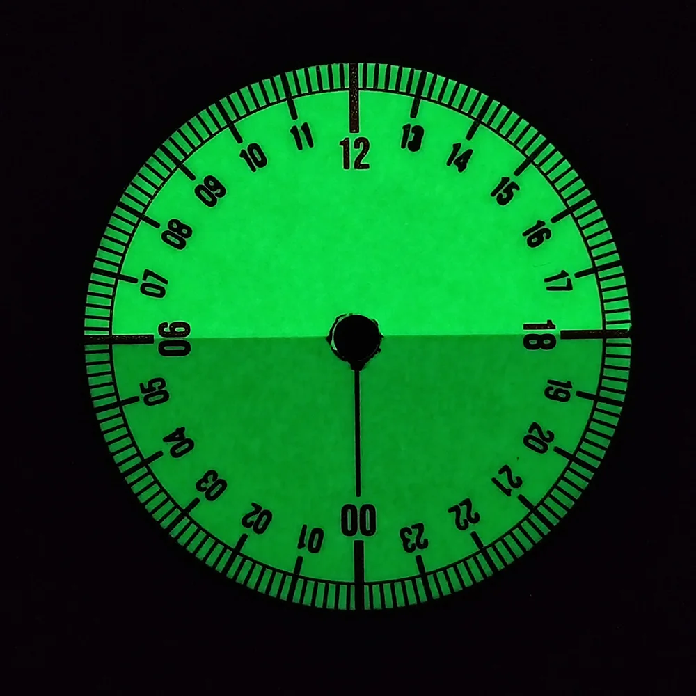Esfera de 28,5mm, esfera NH35 de 24 horas, Esfera luminosa completa adecuada para movimiento NH34 NH35 NH36, piezas de reloj luminosas verdes para esfera de reloj