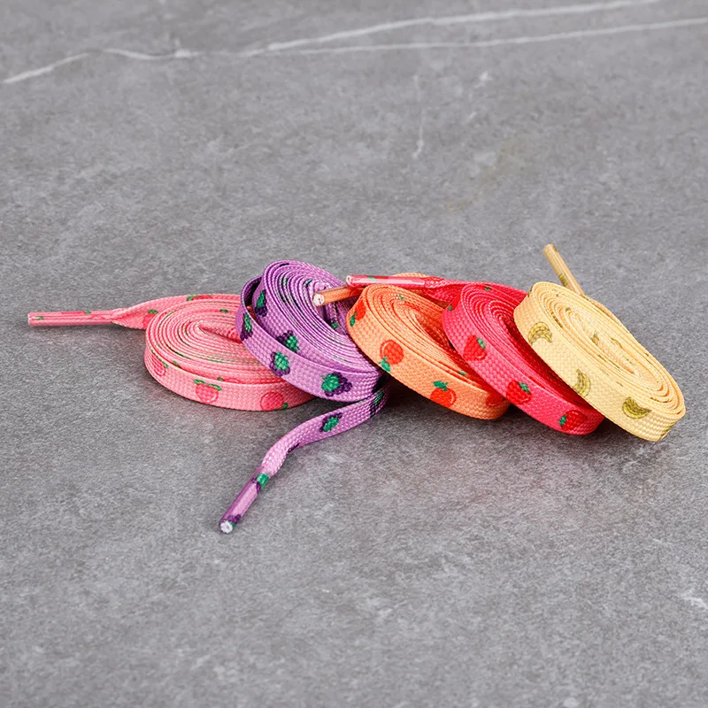 Pattern Print Fruit Shoelace Flat Macaron Cute Printing Shoelaces for Sneakers Strawberry Grape Peach Orange Banana Shoe Laces