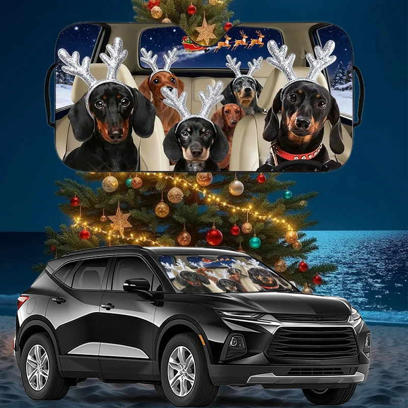 

1 шт. Забавный такса для вождения автомобиля, рождественский подарок, солнцезащитный козырек, простой в установке с присоской для защиты от ультрафиолета и конфиденциальности в автомобиле