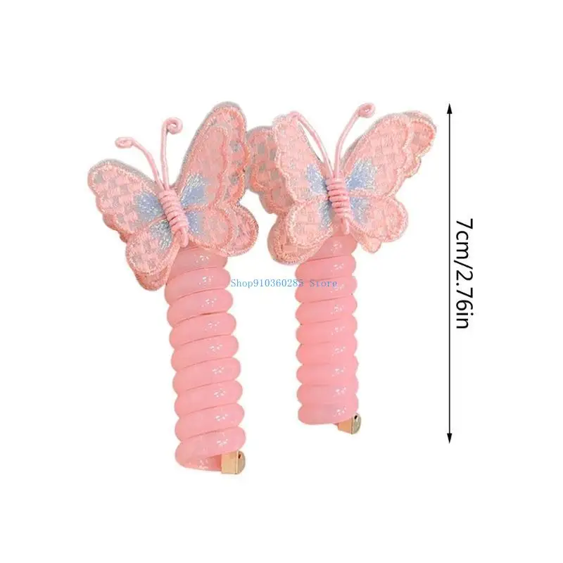 K9FF Elastik Rambut Estetika Donat Ikat Rambut Ikat Rambut Anak Perempuan Pemegang Ekor Kuda Ikat Rambut Kupu-kupu Manis