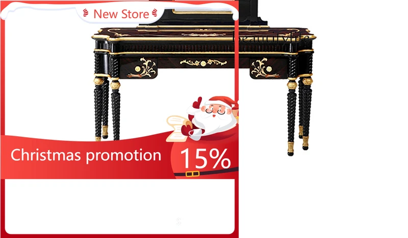 

Neoclassical Solid Wood Dresser Veneer Parquet European Court Style Ebony Cloakroom Bedroom Makeup Table X