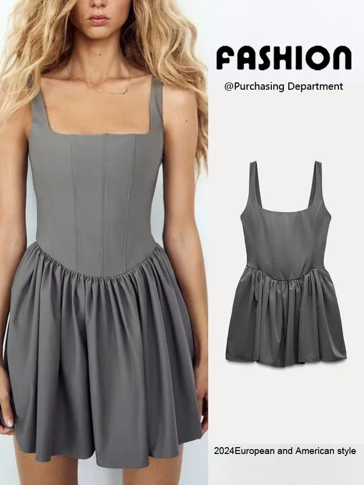 فستان نسائي متعدد الاستخدامات بدون أكمام وبدون حمالات لخريف 2024، تصميم جديد يبرز الخصر بأسلوب ضيق أنيق وعصري