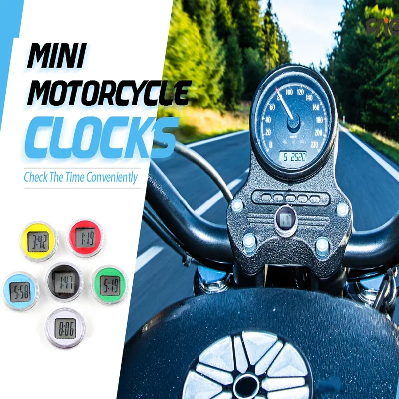 Universal Mini Waterproof Motorcycle Bike Sticky Digital Display Clock Watch Office Decor Automobiles Interior Accessories