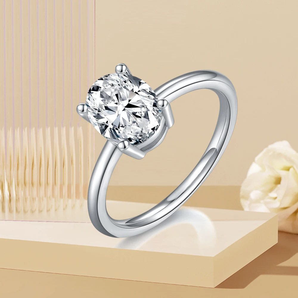 

Овальное кольцо из стерлингового серебра 925 пробы с нежным цирконом, супер блестящее кольцо в форме яйца, 2-каратное женское кольцо, ювелирное изделие на день рождения, подарок