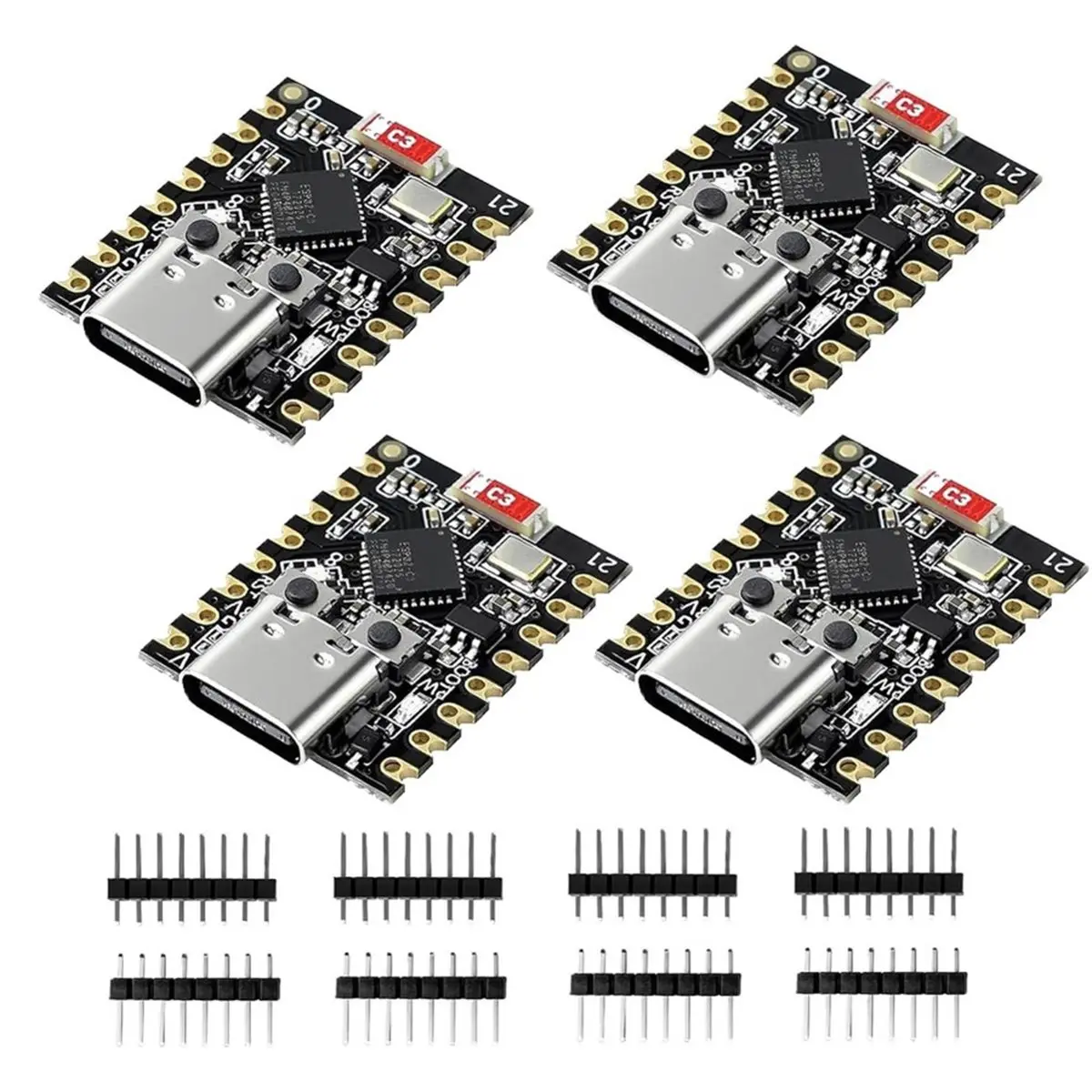 HDL 4-Pack ESP32-C3 Mini Development Board with WiFi/Bluetooth 5.0, Ideal for IoT and Smart Home Applications
