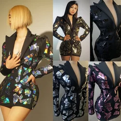 Vestido con espejos brillantes para mujer, traje de bailarina de Gogo, cantante, escenario, fiesta, celebración, noche, Bar, club nocturno, Dj