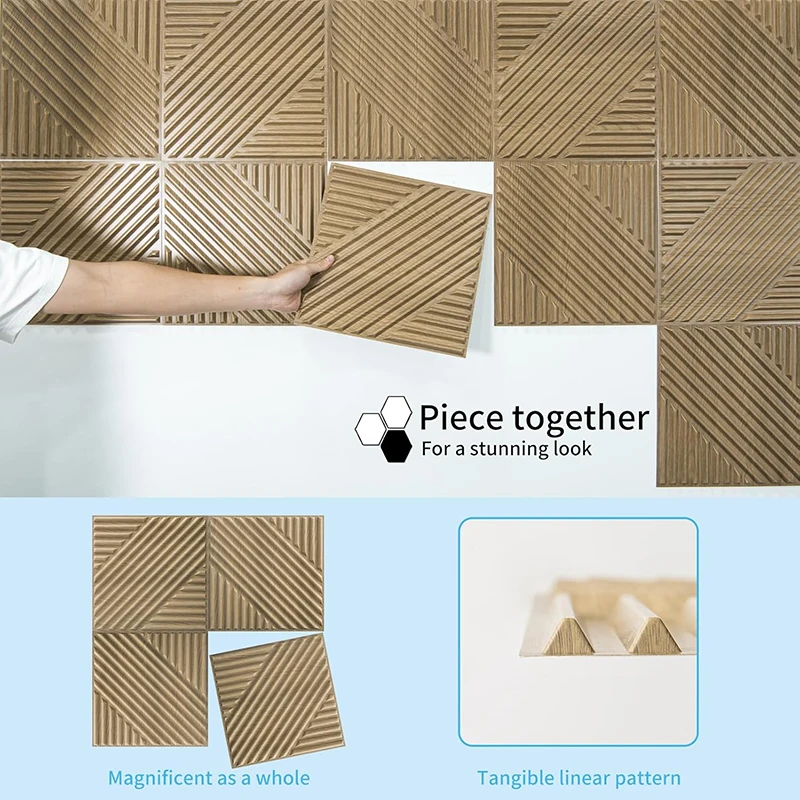 12pcs 30cm 3D Stereo Wall Panel Diamond Not self-adhesive renovation tile 3D wall sticker Wood grain living room Bathroom paper