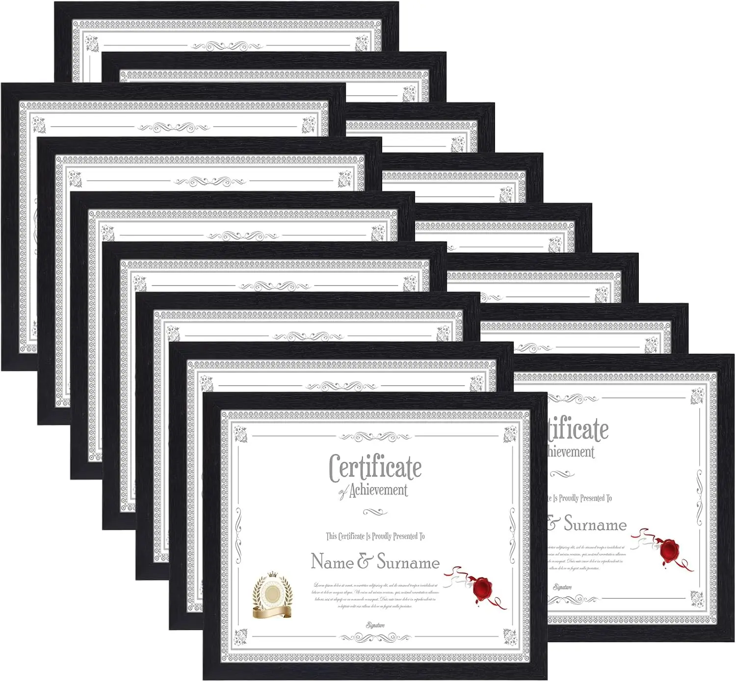 

8.5 x 11 Picture Frame Set of 15, Black Photo Frames 8.5 by 11 for Certificate Diploma Document, Wall Hanging or Tabletop