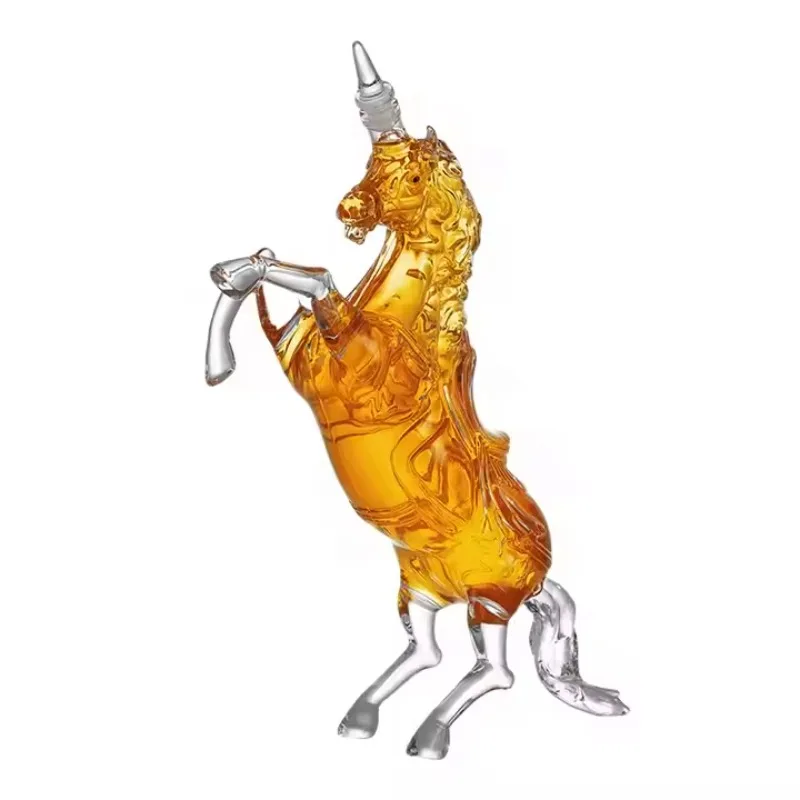 Handmade 1000ml borosilicate glass horse unicorn animal water bottle home decoration birthday Christmas gift
