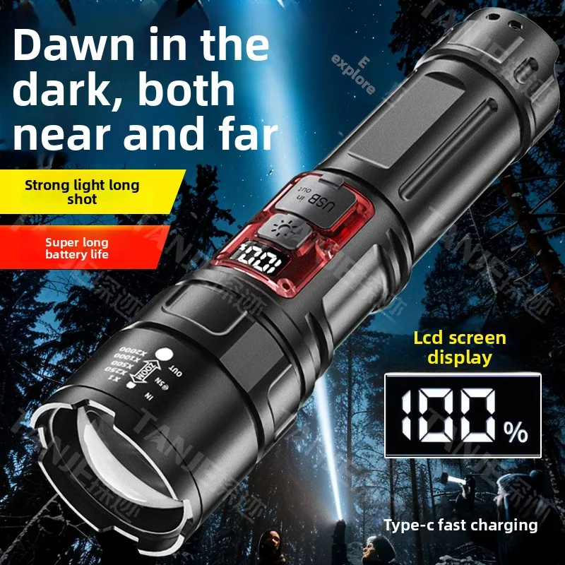 Rechargeable Strong Light Flashlight Super Bright Long Range Ultra Long Battery Life Emergency Lighting Portable Durable