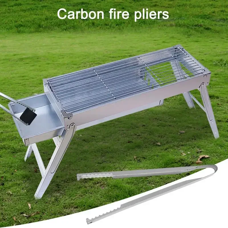 ملقط شواء الفحم تونغ كماشة لحريق الكربون الحطب المنتزع لحفرة النار التخييم الشواء الموقد الطبخ النار #3