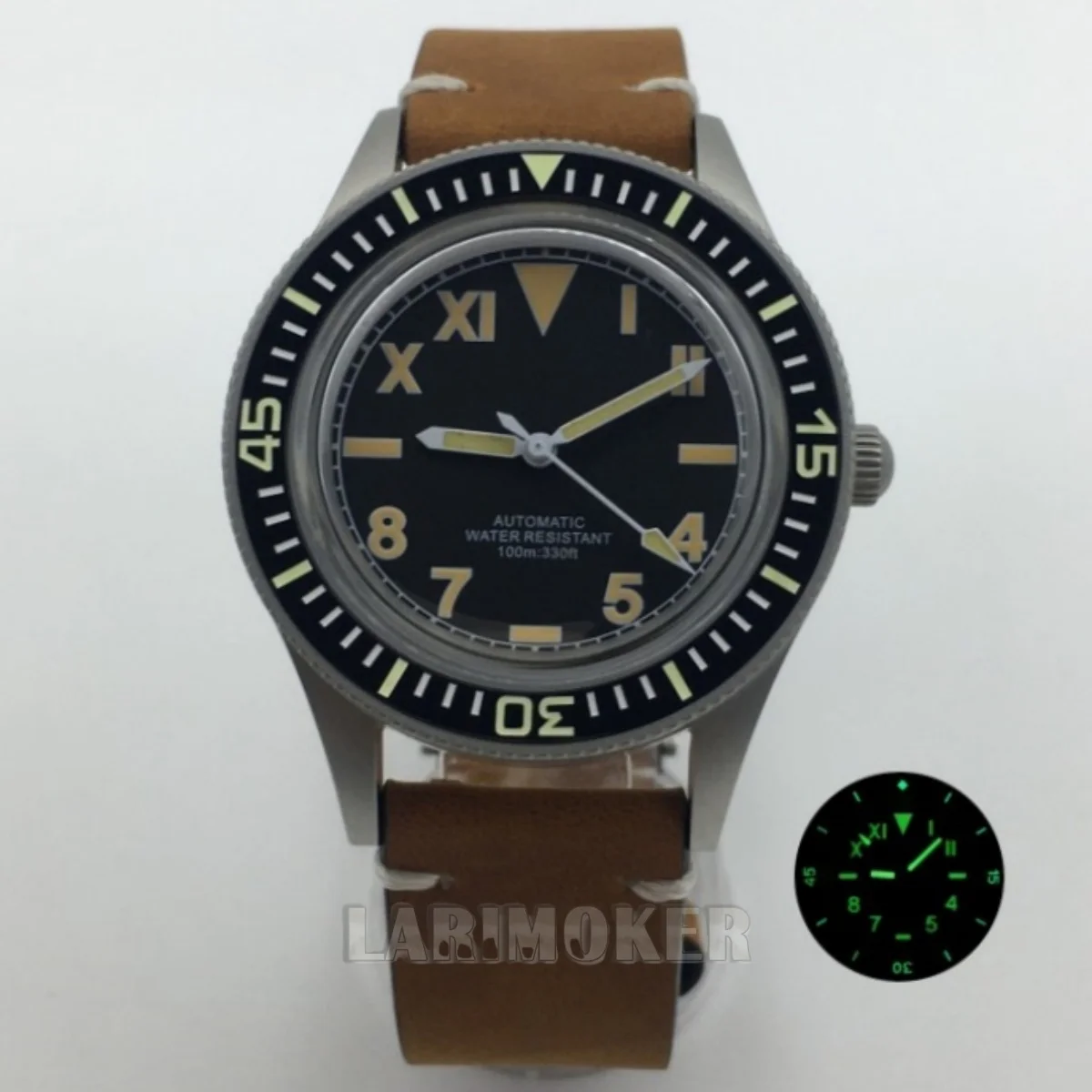 

40 мм винтажные мужские автоматические часы для дайвинга NH35 PT5000 купольное сапфировое стекло светящийся циферблат керамический безель наручные часы с кожаным ремешком