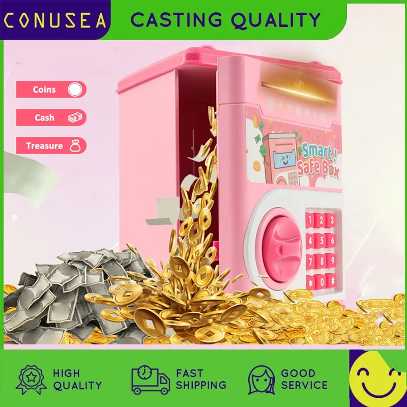 Piggy Bank Automatic Moneybox Safe Coins Cash Saving Money Password Electronic Atm Pretend Play Children Gifts for Girls Boys