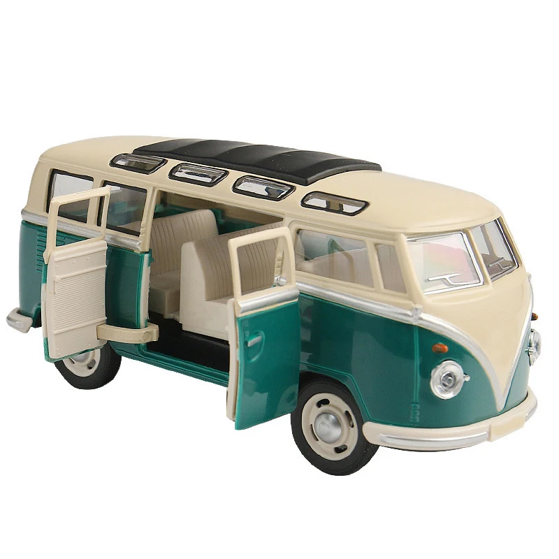 Liga T1 BUS Van, carro de negócio de pão, fundido, MPV, luz sonora, puxar para trás, brinquedos infantis, presentes, 1:24