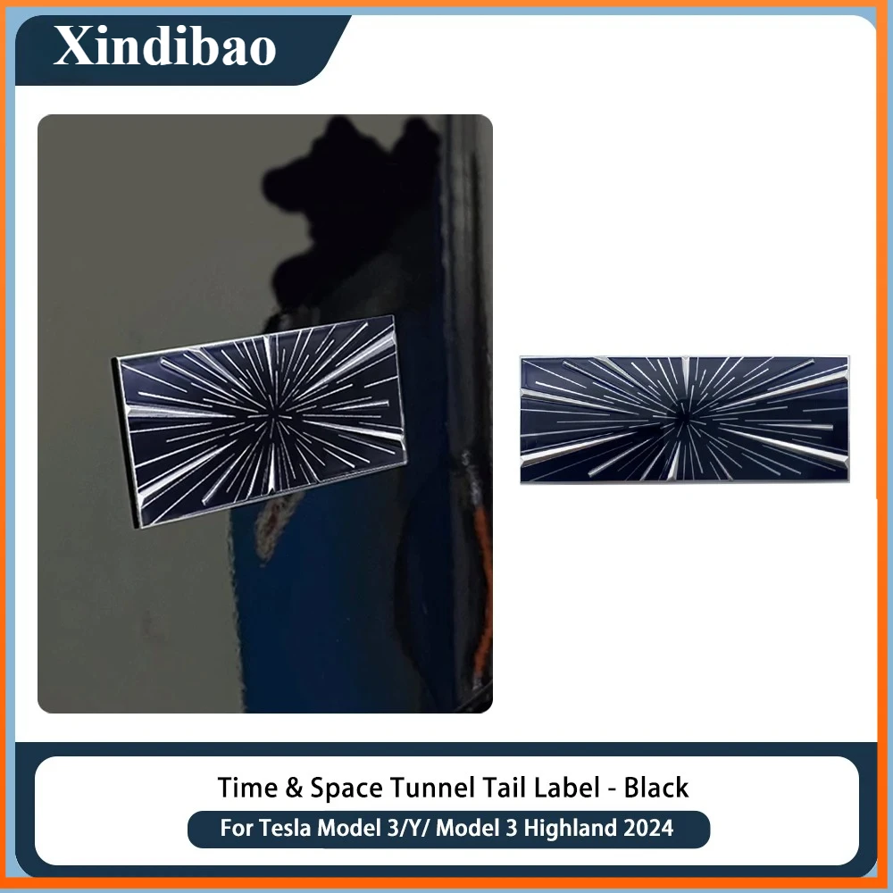 

For Tesla Model 3 Y Model 3 Highland Car Time Space Tunnel Logo Trunk Badge Emblem Decals Sticker Plaid Styling Accessories