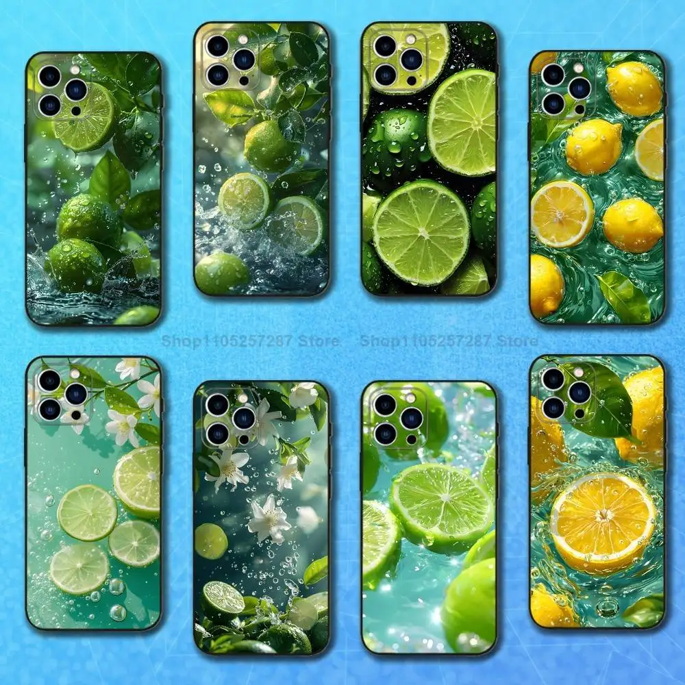 

Tasty Fruit lemon Art For iPhone 12,14,13,15,8,7,16,11,17,X,Mini,Plus,Pro,XR,SE,XS,Max,Soft Silicone Black Case