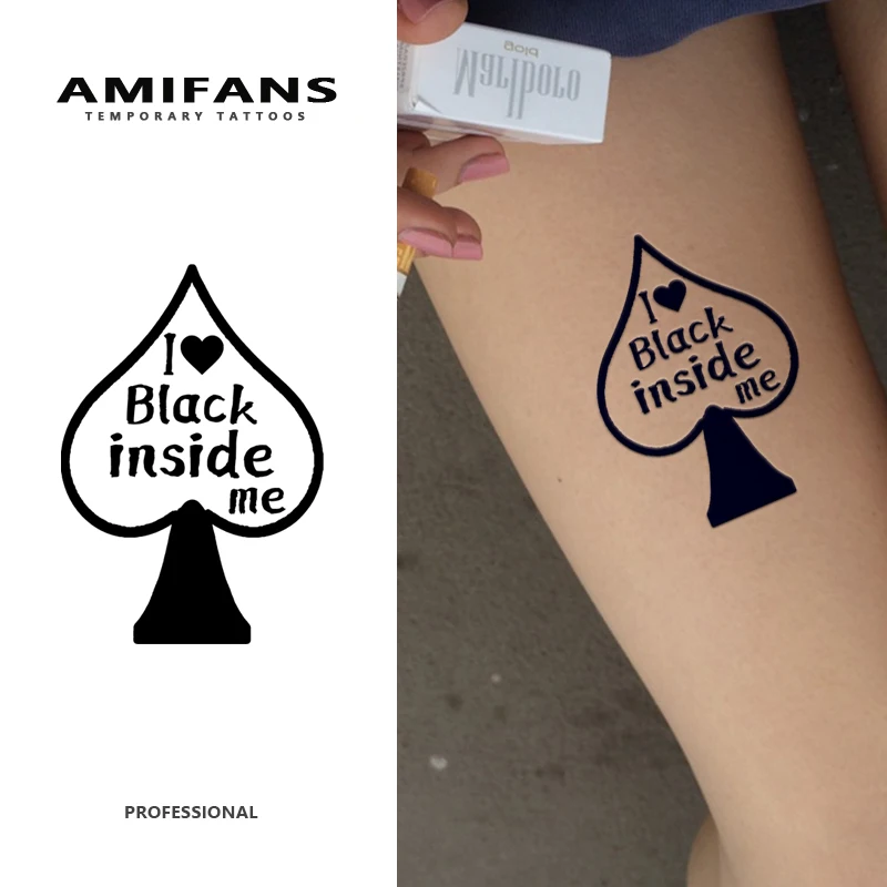 

3 Sheets Semi Permanent Tattoo I Love Black Temporary Tattoo 2.4'' X 2.7'', Lasting 1-2 Weeks Tattoo, Long Lasting Juice Tattoo