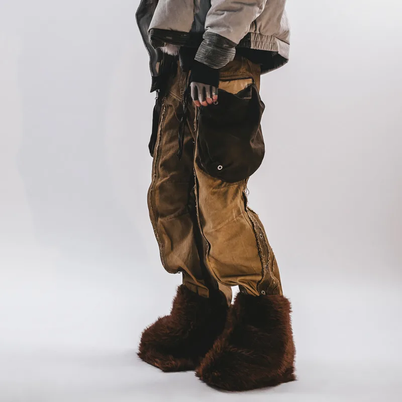 HKSH خريف جديد الرجال الشرير المد النفايات الأرض المتعثرة غسلها واسعة الساق قابل للتعديل العصرية المتوترة فضفاض البضائع السراويل Techwear HK14945