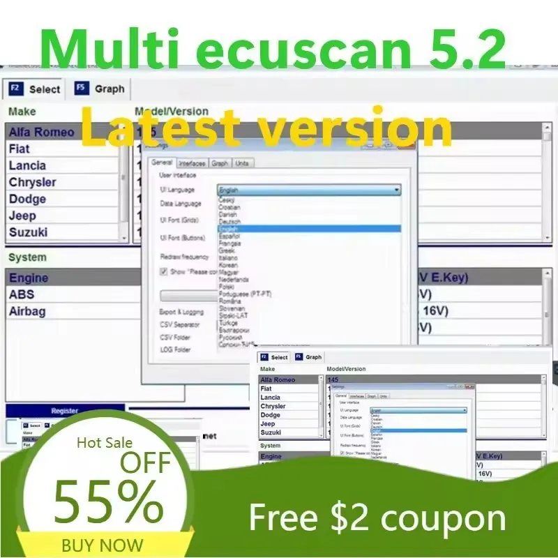 

2025 Venta caliente Multiecuscan 5,2 para software Fiat Multiecuscan V5.2 para software de escáner Fiat/Chrysler/Dodge/Jeep/egee