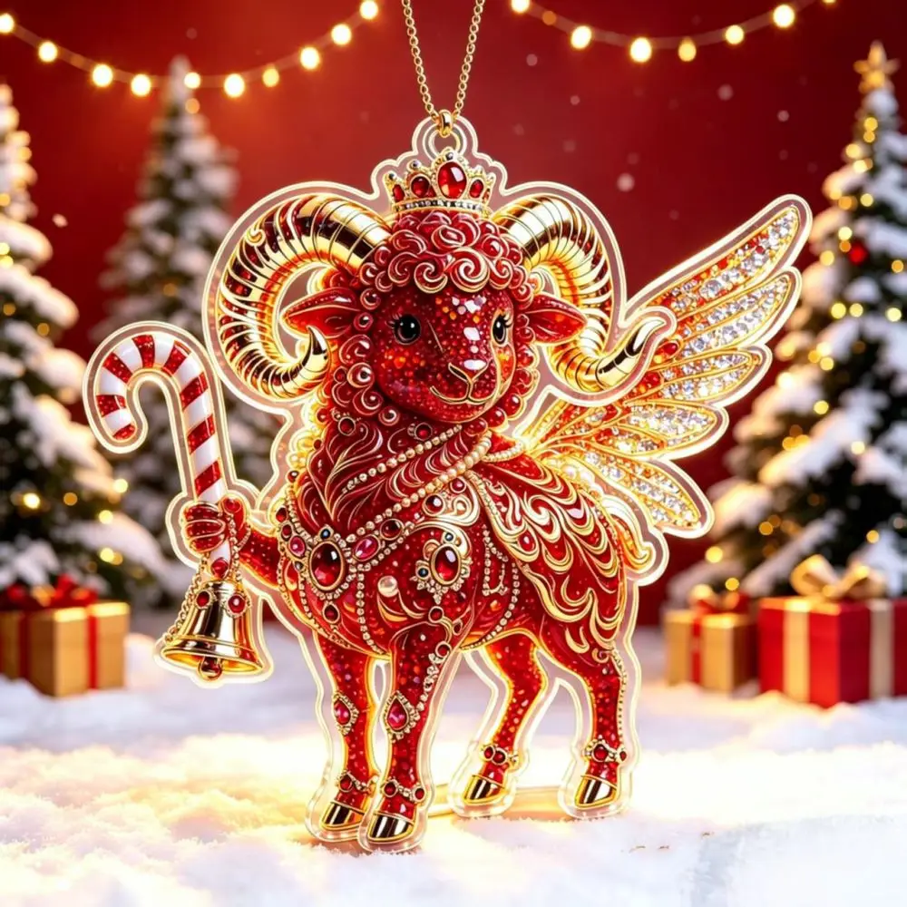 Christmas Tree Pendant Cute Sheep Acrylic Hanging Ornament 2027 New Year Festive Party Decor Home Ornament Supplies
