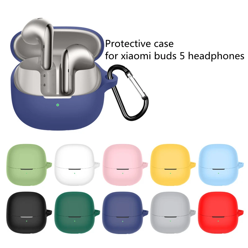 For Xiaomi Buds 5 Headphone Case Silicone Case Drop-Proof And Dust-Proof Headphone Box with Hook