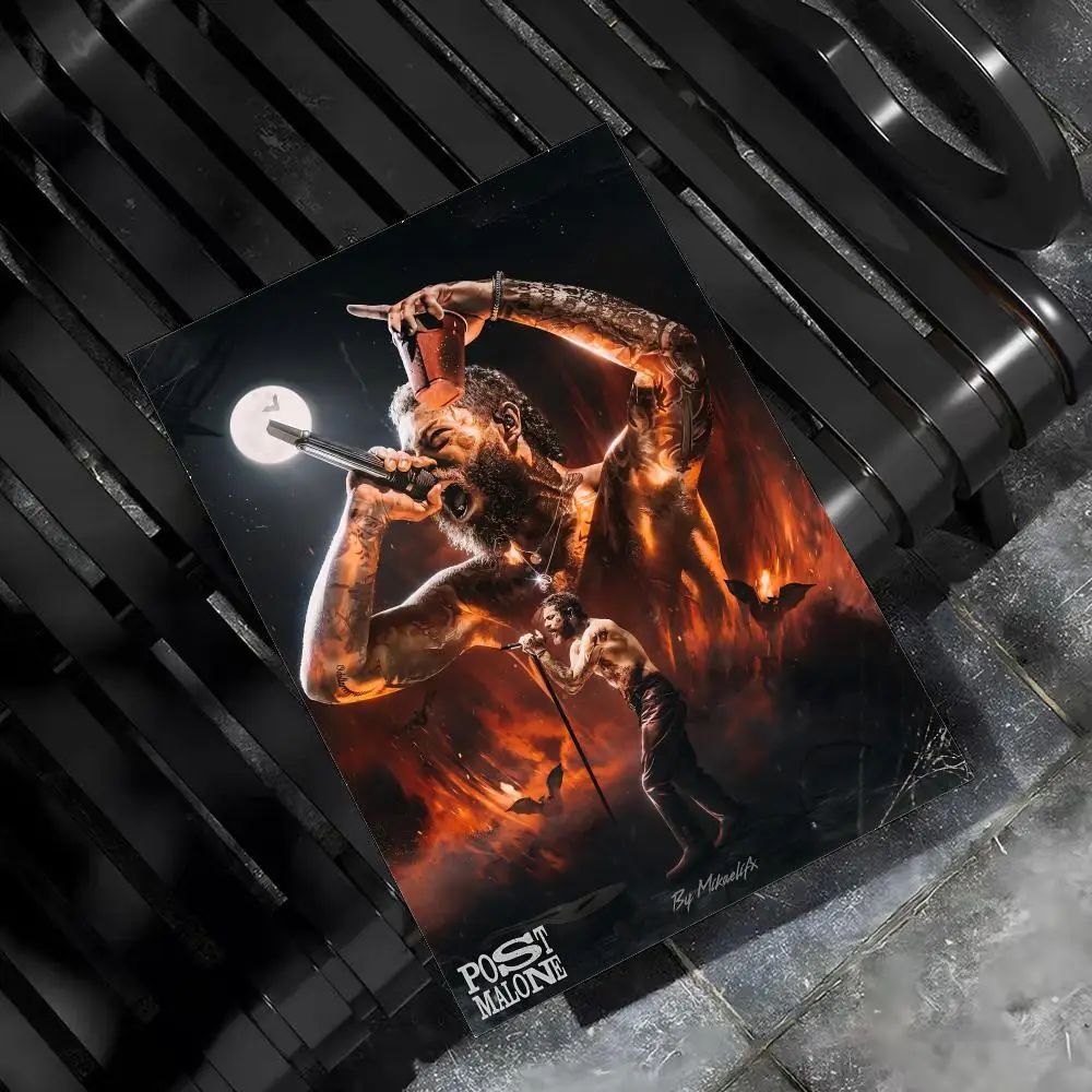 Post M-Malone Rapper Sänger Poster für Zuhause, Wohnzimmer, Schlafzimmer, Bar, Flur, klebrige Wandkunst, Druck, wasserfest, ästhetische Dekoration – Detail 13