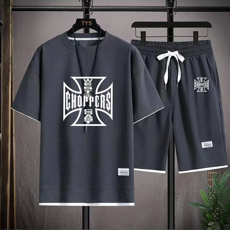 Men\'s designer clothing Breathable casual T-shirt + shorts two-piece summer loose sportswear Fitness jogging wear short-sleeved