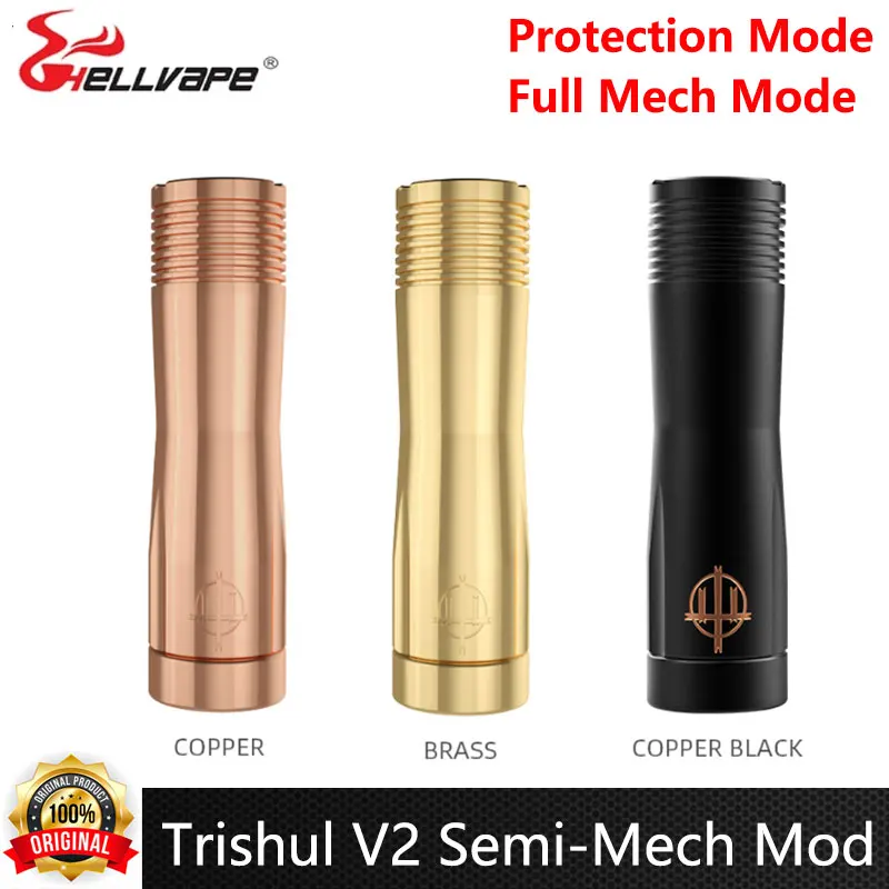 الأصلي Hellvape Trishul V2 شبه الميكانيكية وزارة الدفاع وضع الحماية ووضع الميكانيكية الكاملة صالح 18650 20700 21700 بطارية 510 موضوع Vape وزارة الدفاع