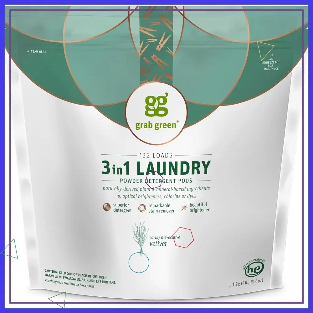

3-in-1 Laundry Detergent Pods, 132 Count, Plant-Based Stain Remover & Clothes Brightener for Families
