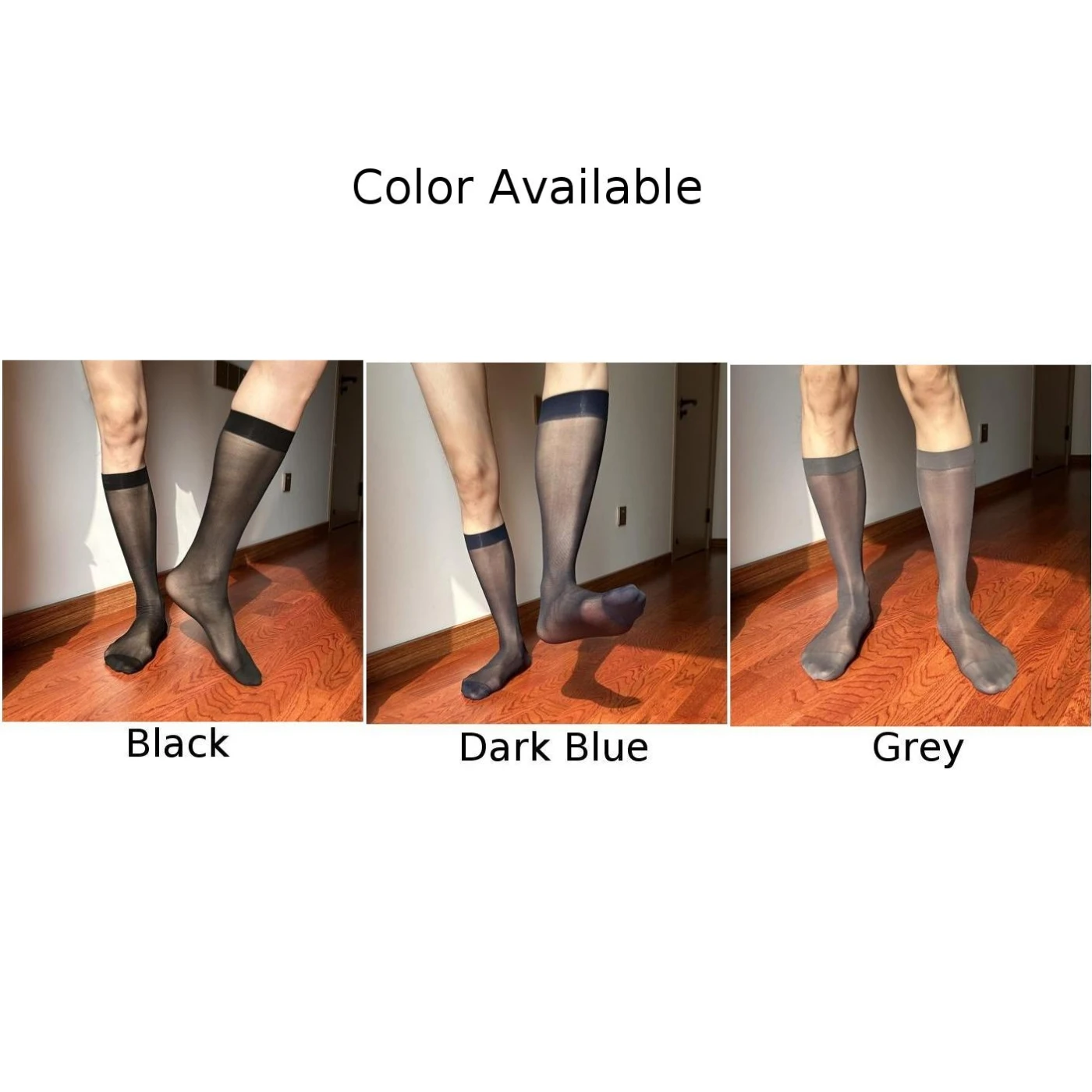 Chaussettes habillées d'affaires chaussettes Tube transparent événements de soirée US 4.5-12 noir respirant bleu foncé tissu en Nylon Transparent