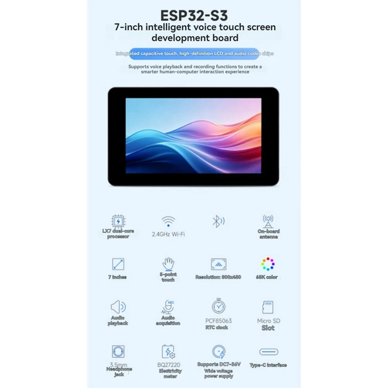 Mega Sale ESP32-S3 7 Inch Touch LCD Development Board IPS Display 5-Point Touch Voice AI Smart Screen
